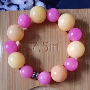 Yellow & Pink Jade Stones Bracelet